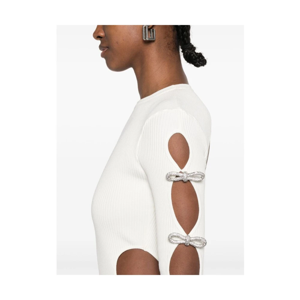Mach & Mach Witte Jurk met Zijsplit en Ribdetail White Dames