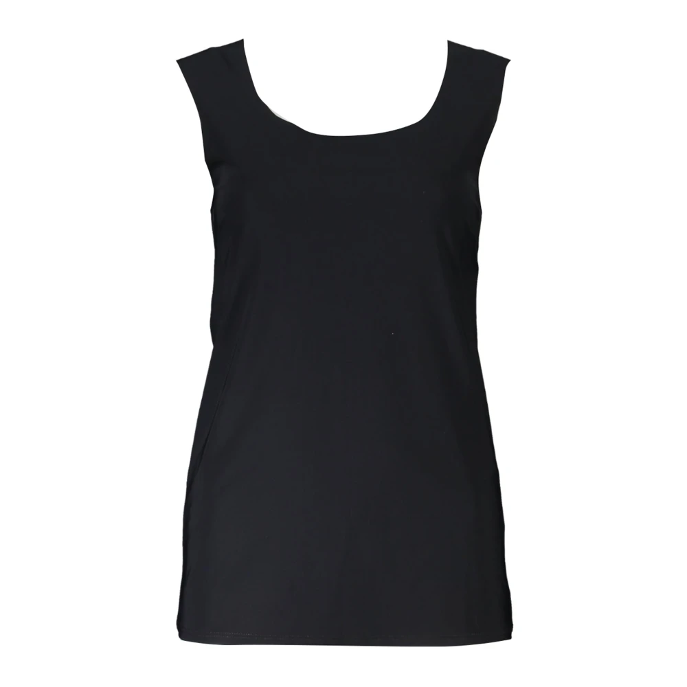 Patrizia Pepe Women's Black Wide Shoulder Tank Top Laser Cut - Sleeveless Tops - S- Tops