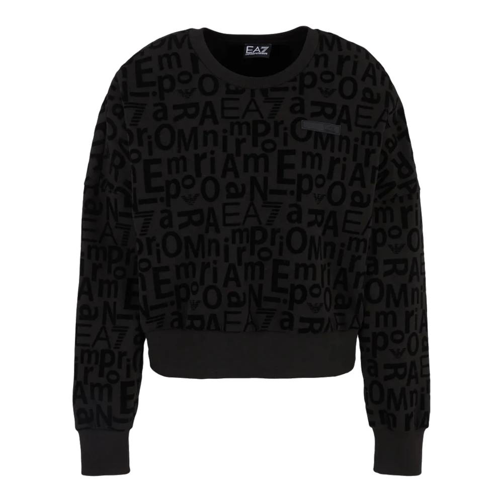 Emporio Armani EA7 Organisch Katoen Logo Sweater Zwart Black Dames