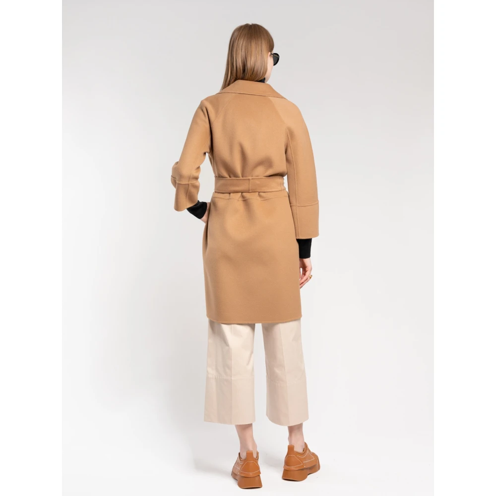Max Mara Dubbele wollen jas met kimonomouwen Beige Dames