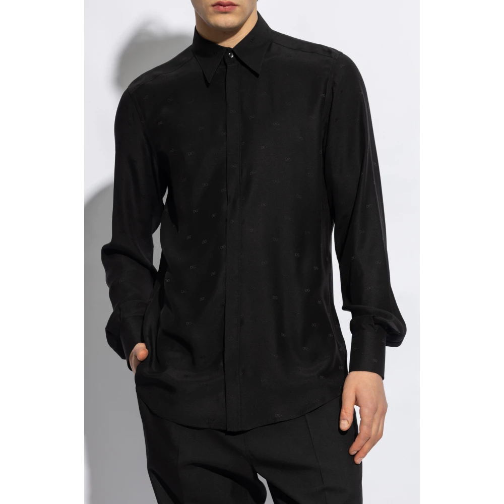 Dolce & Gabbana Zijden shirt Black Heren