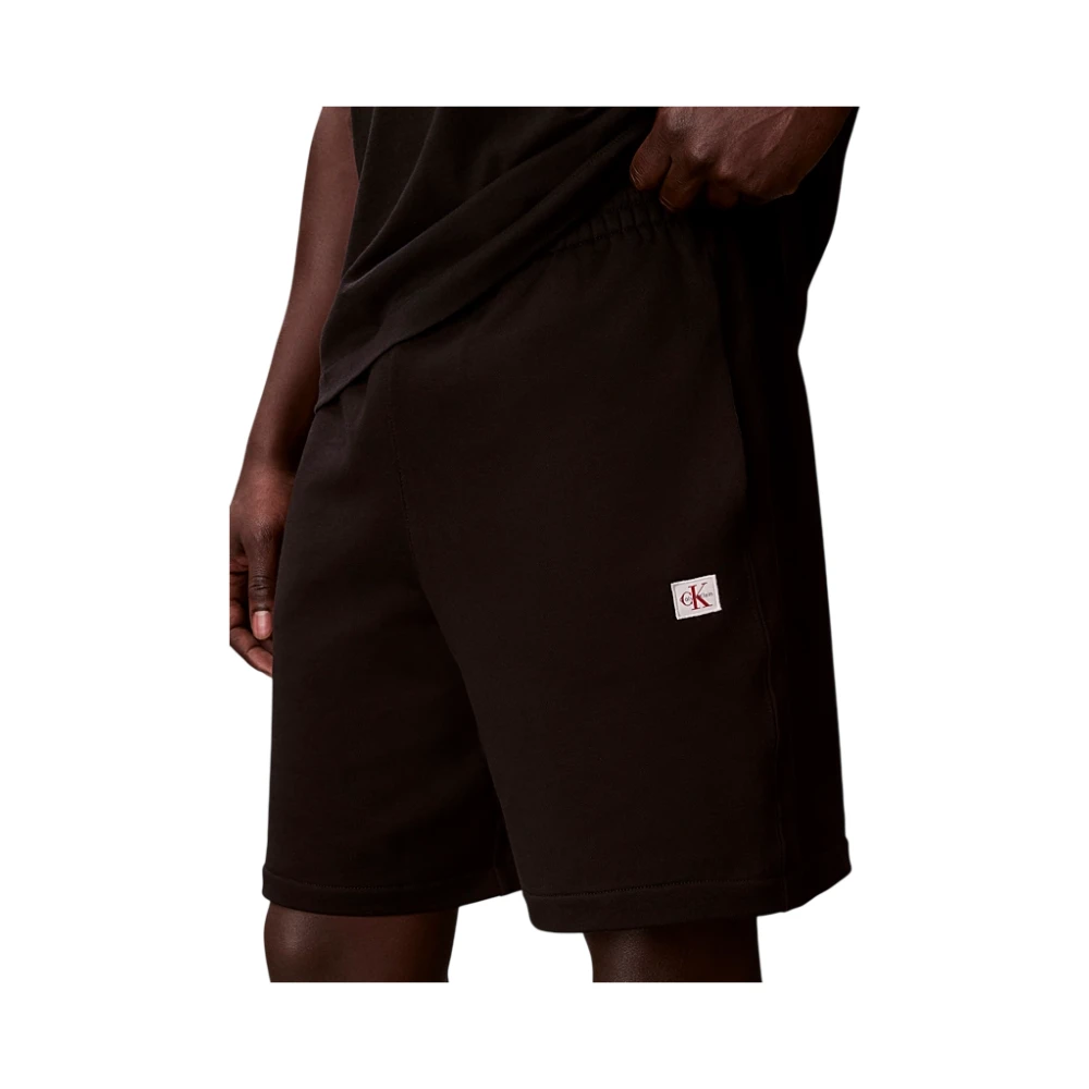 Calvin Klein Black Terry Badge Shorts In - S - Image 4