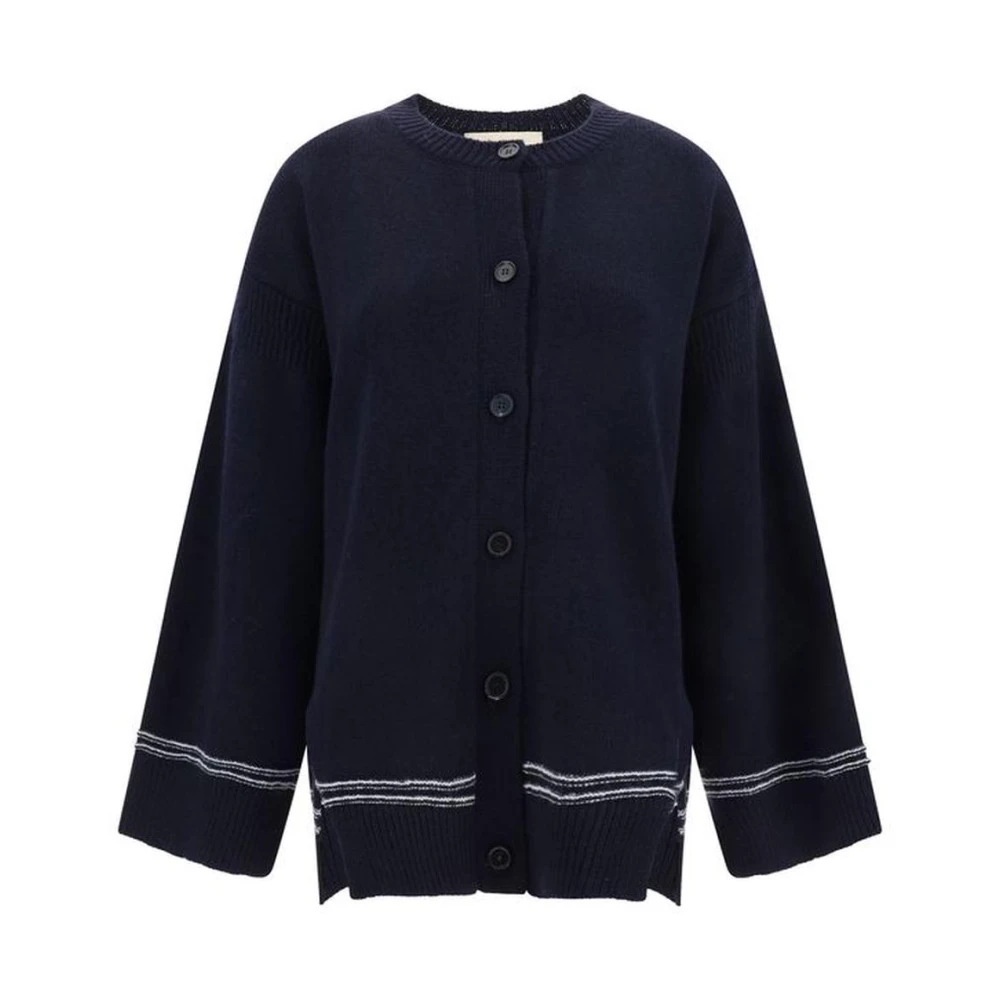 Marni Geribbelde Crew Neck Wollen Vest Blue Dames