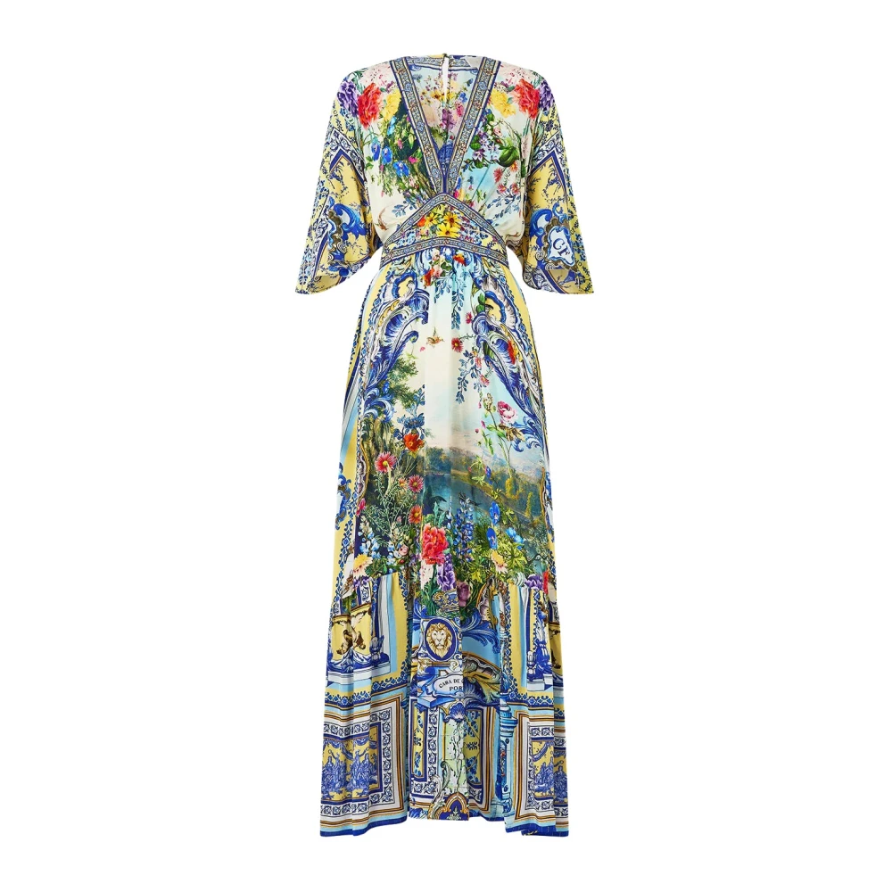 Camilla Zijden jurk met zoom ruche Multicolor Dames