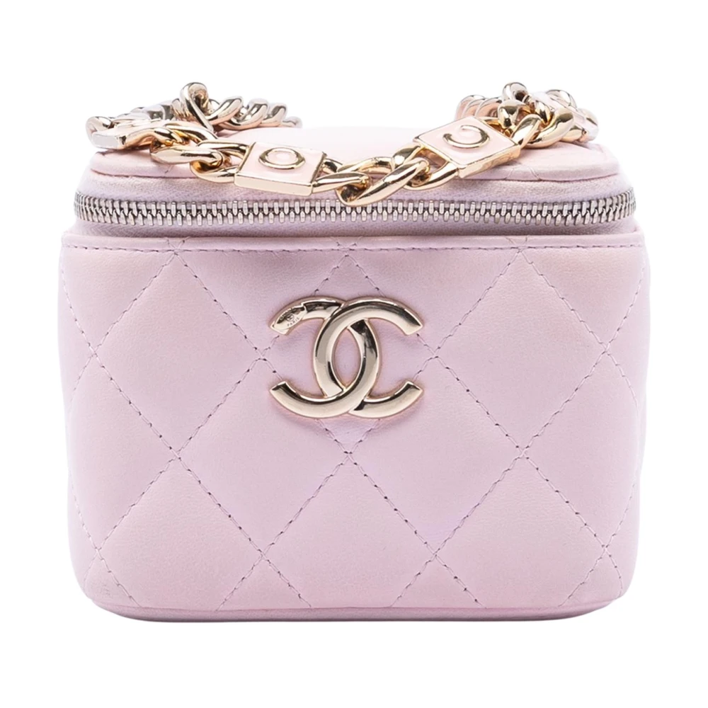Chanel Vintage Women's Pink Vintage Mini Bags, One Size, Pre-Owned Quilted Vanity Bag