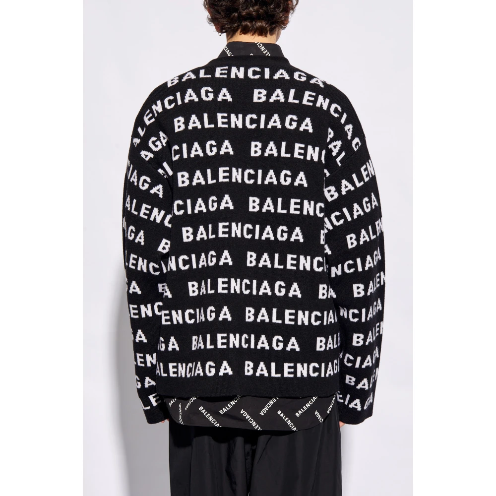 Balenciaga Cardigan met logo Black Heren
