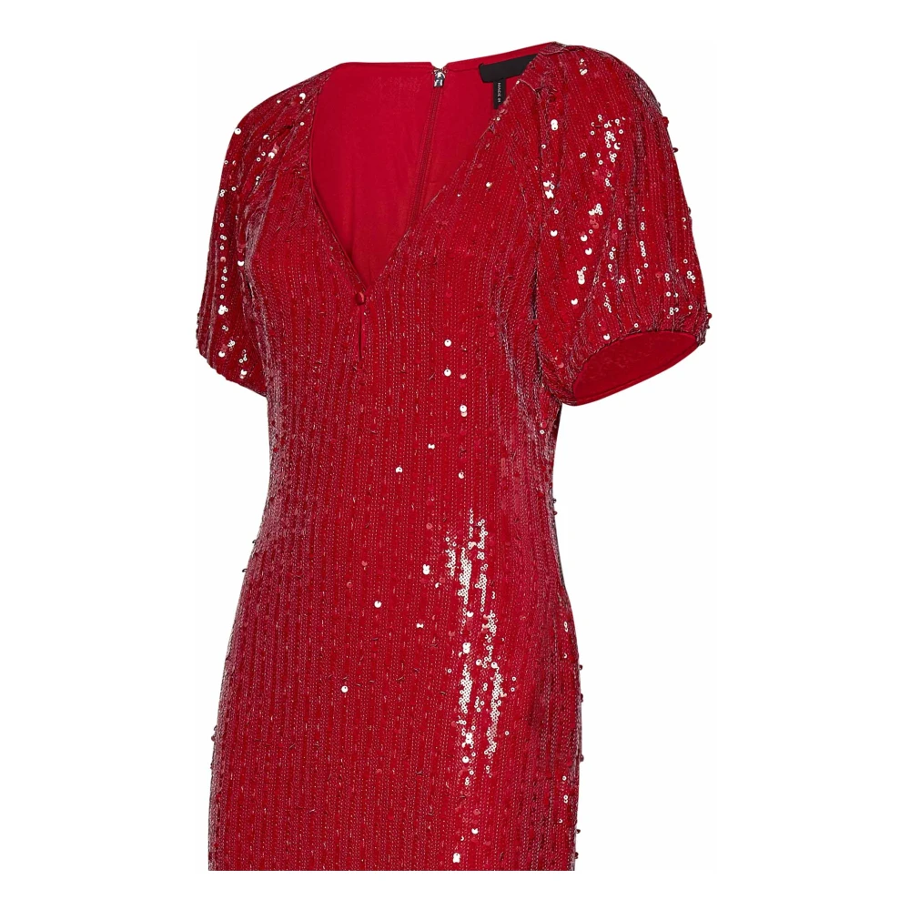 Rotate Birger Christensen Rode V-hals Pofmouw Jurk Red Dames