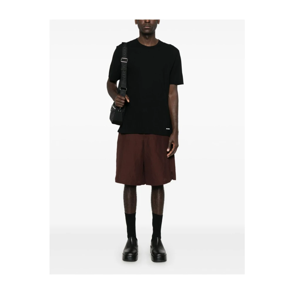 Jil Sander Logo Print Zwarte T-shirt Polos Black Heren