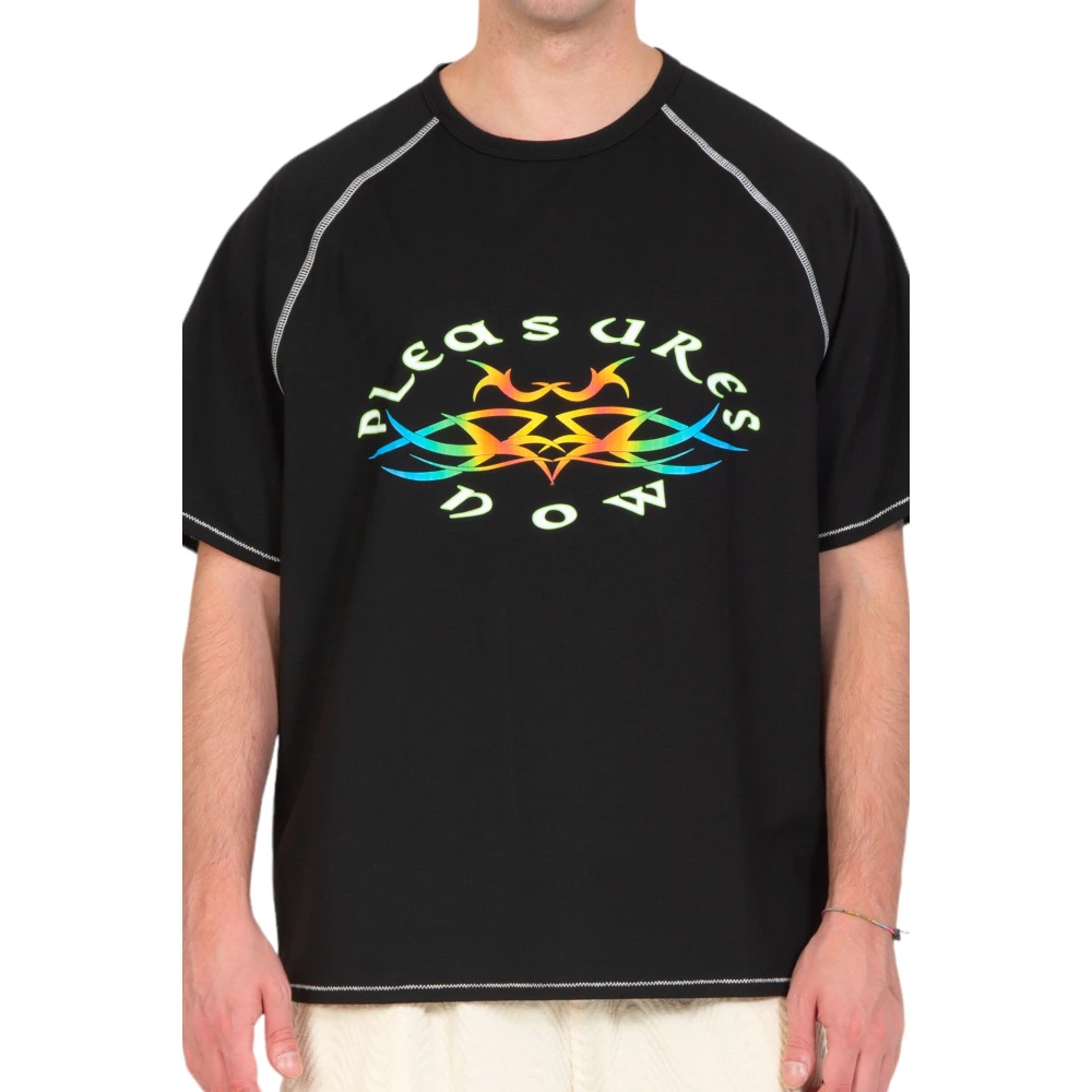 Pleasures Zwarte Adventure Raglan Sport Tee Black Heren