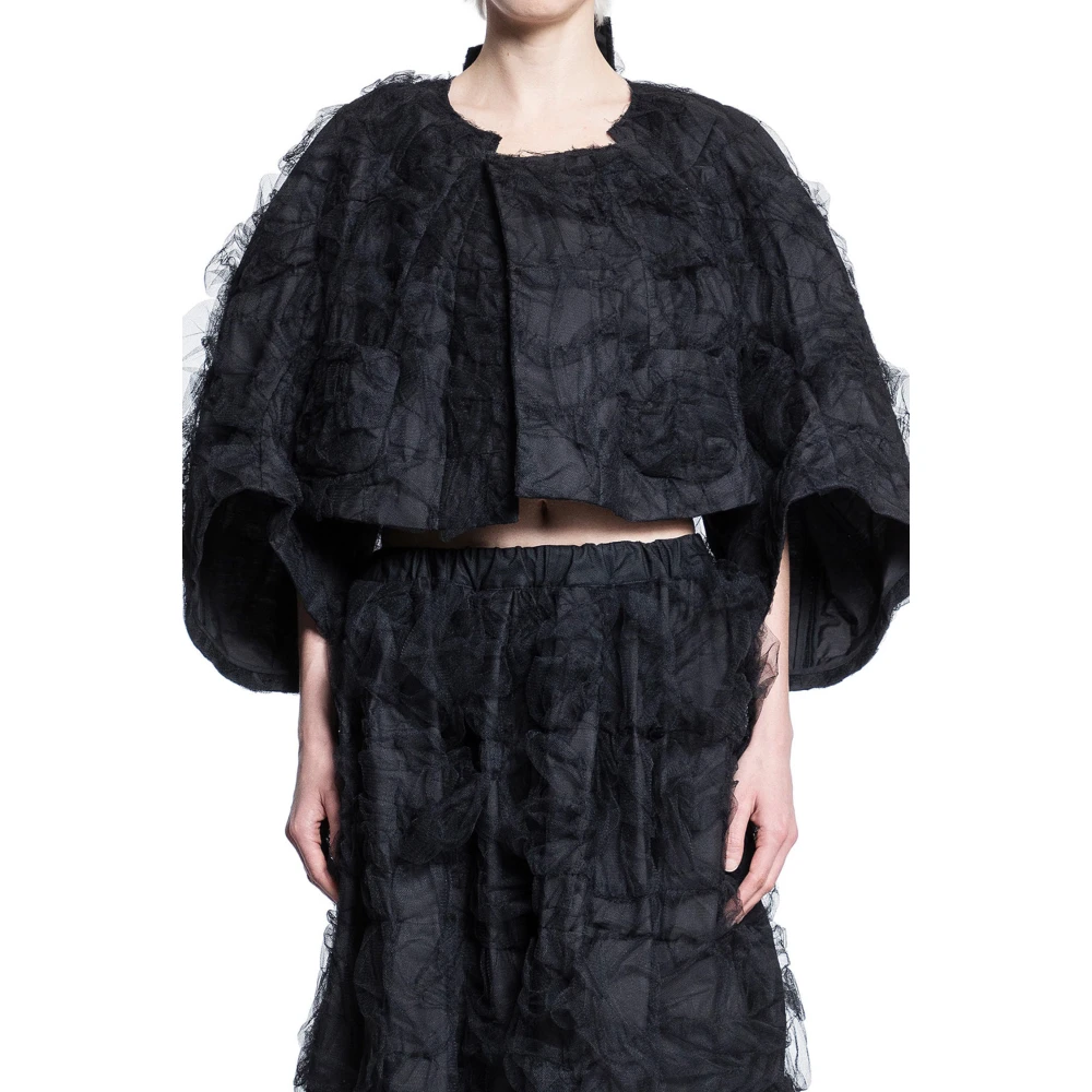 Comme des Garçons Zwart Nylon Twill Tule Jas Black Dames