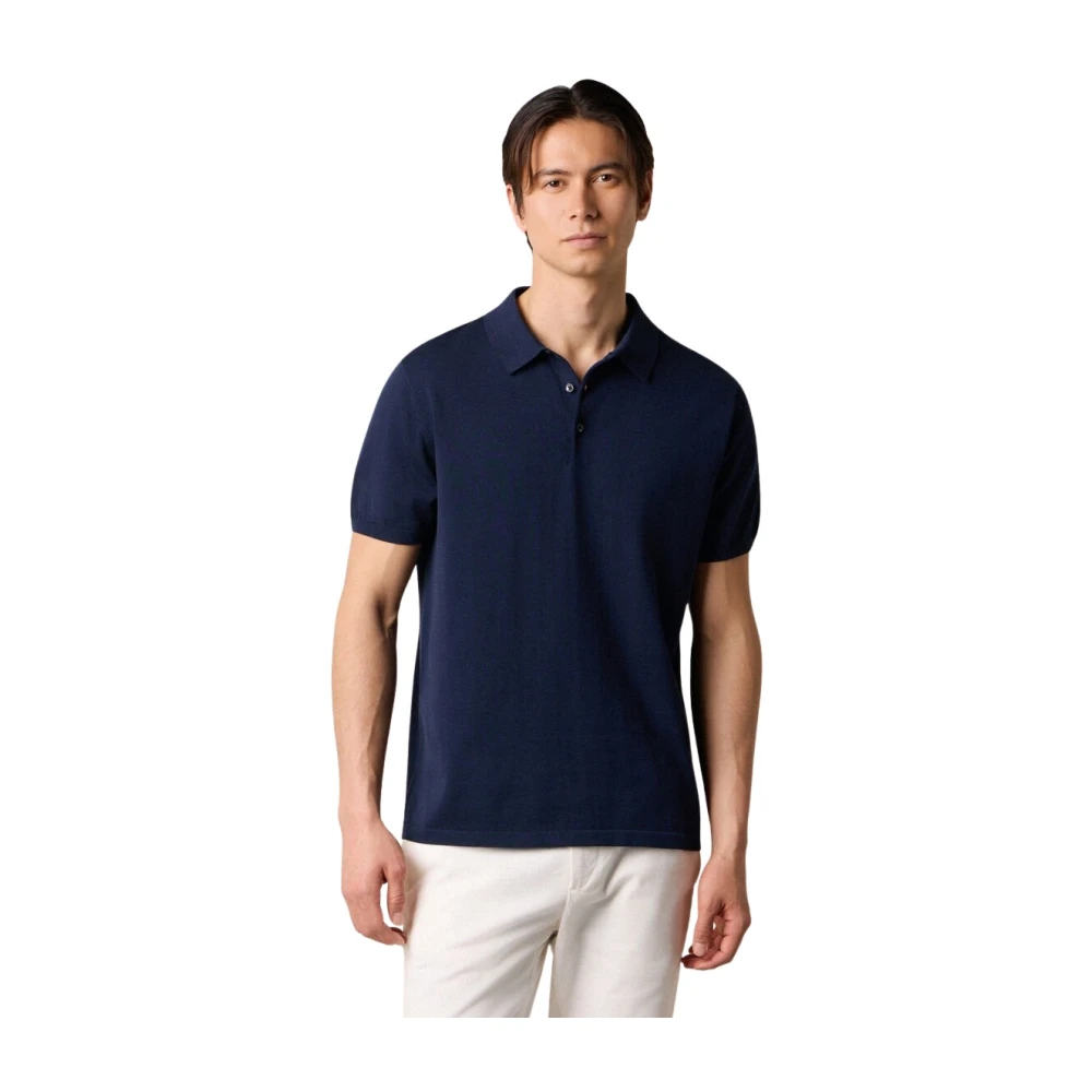 Brooks Brothers Men's Blue Round-Neck Knitwear, 2XL, Mercerized Cotton Knit Polo