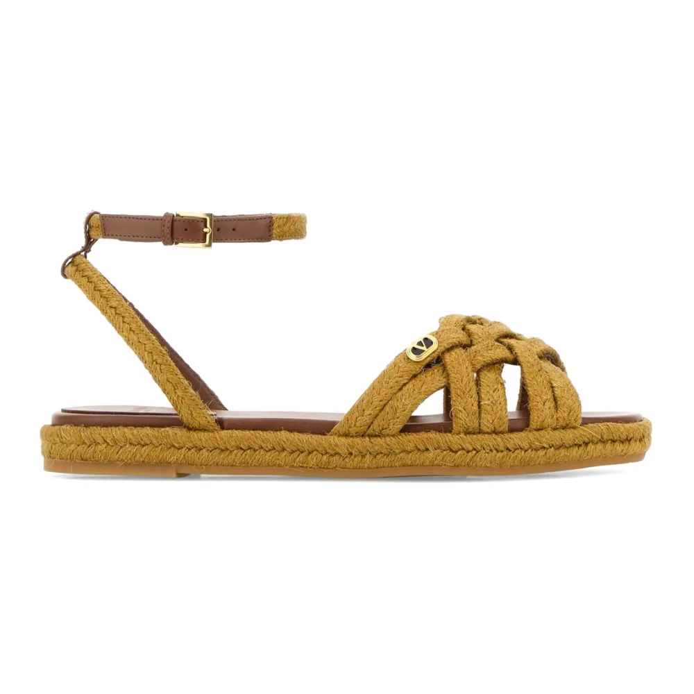 Valentino Brown Vlogo Signature Raffia Sandal - Image 2