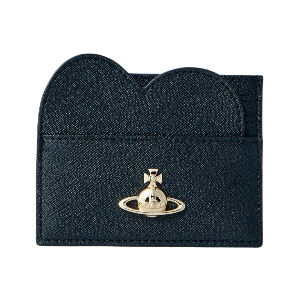 Vivienne Westwood Women's Black Wallets & Cardholders, One Size, Heart Motif Leather Card Holder