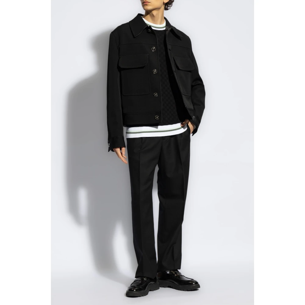 Fendi Wollen plooi-voorkant broek Black Heren
