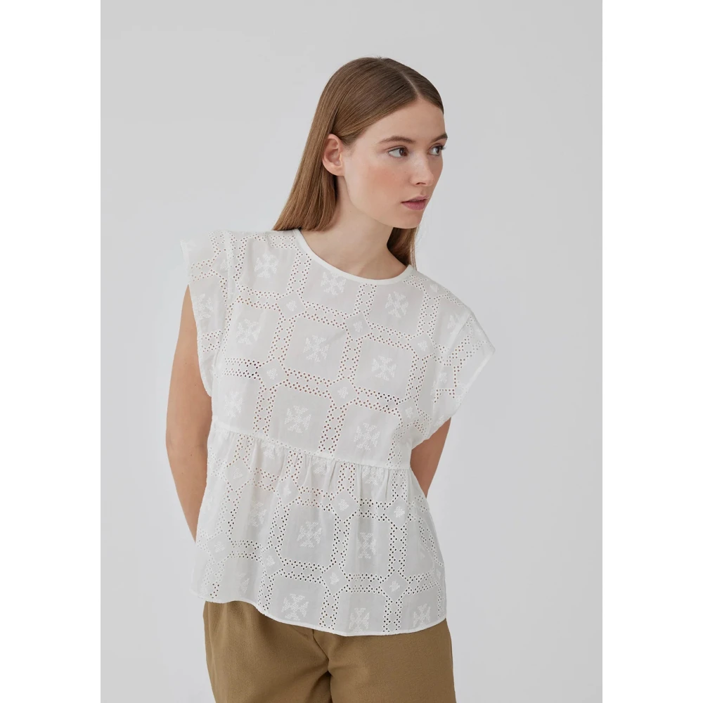 Modström Witte Broderie Anglaise Hollyn Top White Dames