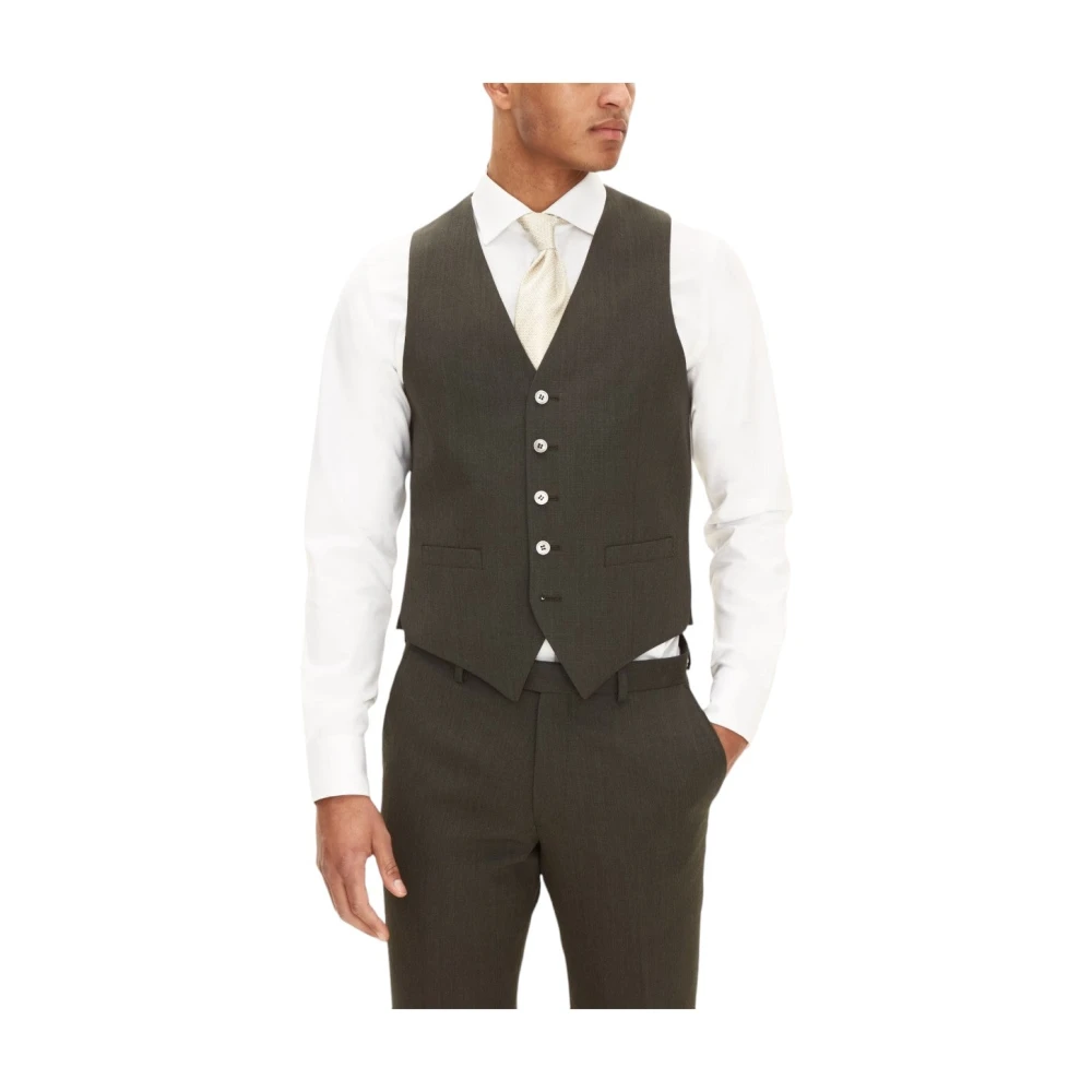 Oscar Jacobson Groene Wollen Vest Regular Fit Green Heren