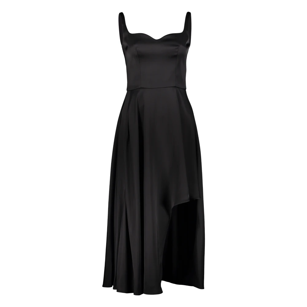 Alexander mcqueen Sweetheart Neckline Asymmetrische Zoom Midi Jurk Black Dames