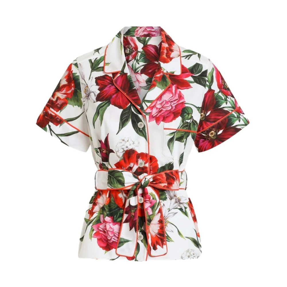 Dolce & Gabbana Women's White Front Button Shirt With Bow