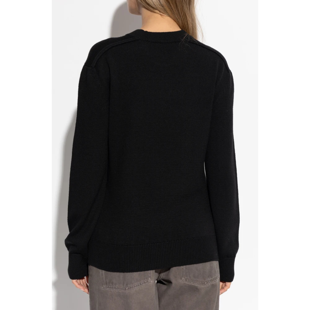 Burberry Wollen trui met logopatch Black Dames
