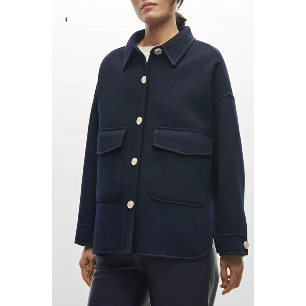 Arma Blauwe Wollen Overshirt Jas Blue Dames