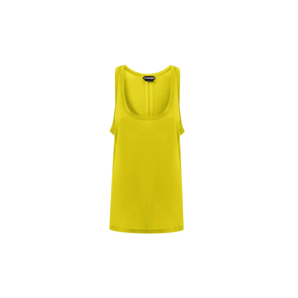 Tom Ford Women's Yellow Round Neck Tank Top - Sleeveless Tops - 2XS- Tops