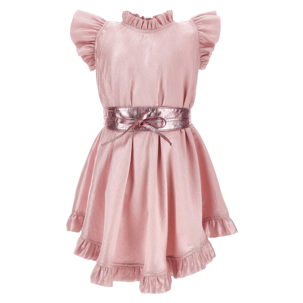 Monnalisa Girls Pink Occasion Dress With Belt - Kids Occasion Wear - 6 Y - Kids