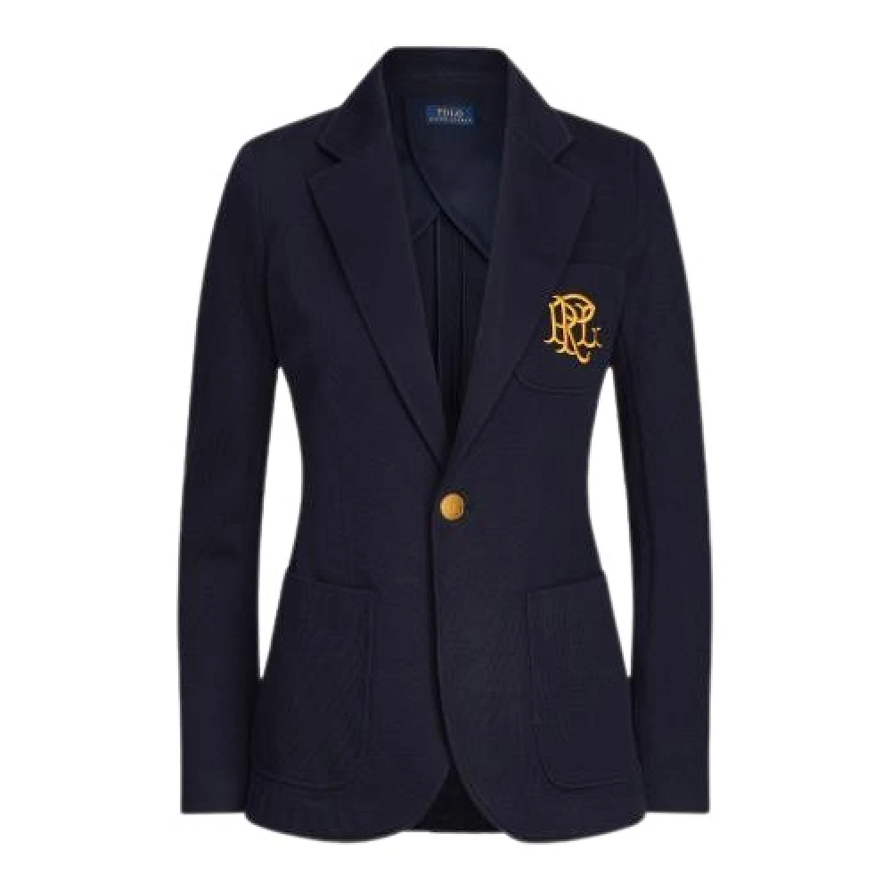 Polo Ralph Lauren Marinblå Double Knit Jacuard Blazer Blue, Dam