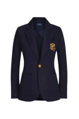 Marinblå Double Knit Jacuard Blazer