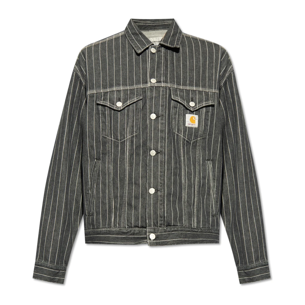 Carhartt WIP Katoenen jas met logo Black Heren
