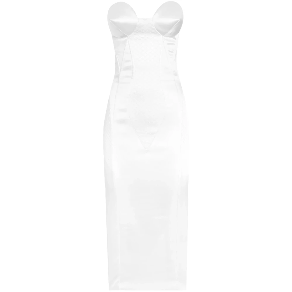 Dolce & Gabbana Witte Bustier Jurk met Vetersluiting White Dames