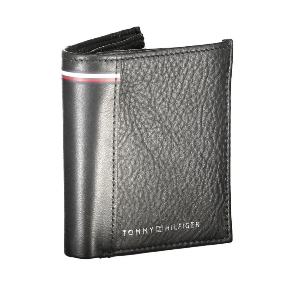 Tommy Hilfiger Zwarte leren portemonnee met muntvak Black Heren