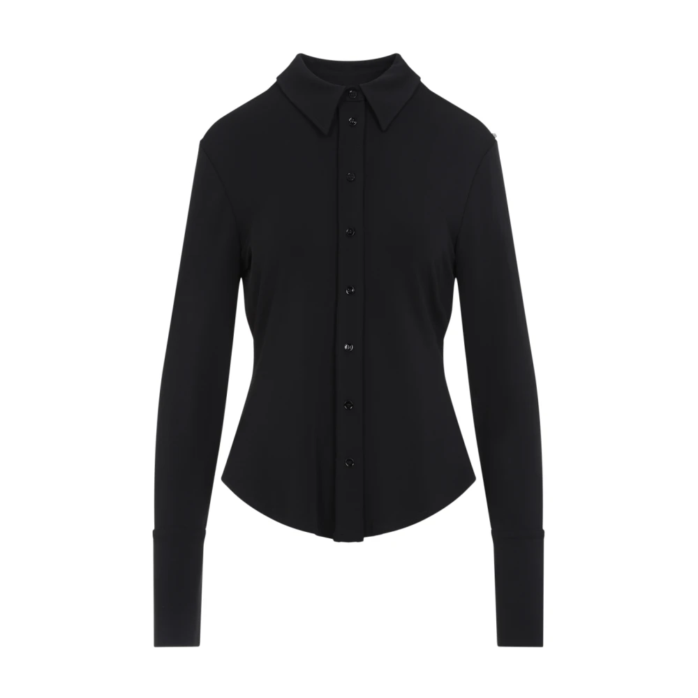 SPORTMAX Zwarte knoopsluiting overhemd lange mouw Black Dames