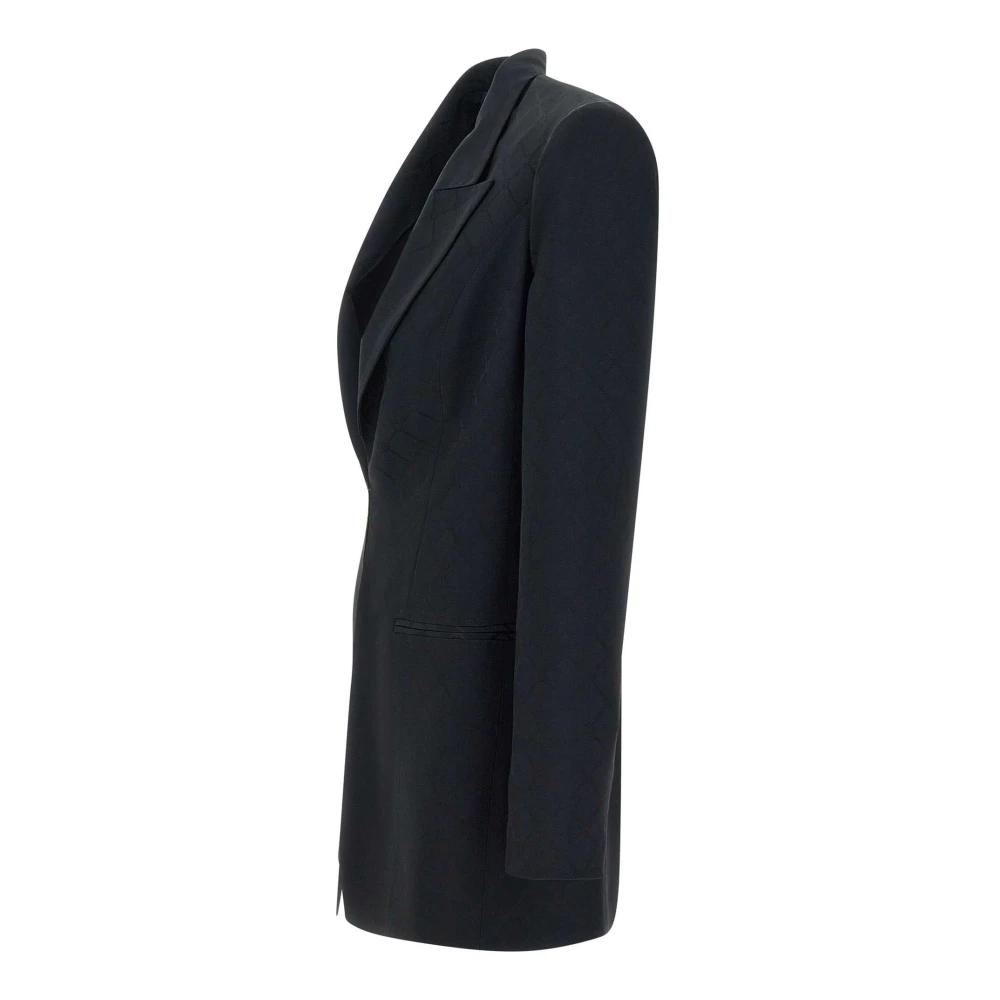 Elisabetta Franchi Zwarte Jacquard Blazer met Epauletten Black Dames