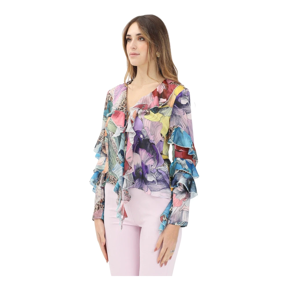 Just Cavalli Bloemen Multikleur Blouse Lente Zomer Multicolor Dames