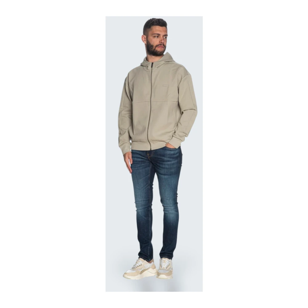 Calvin Klein Shadow Embossed Logo Hoodie Sweater Beige Heren