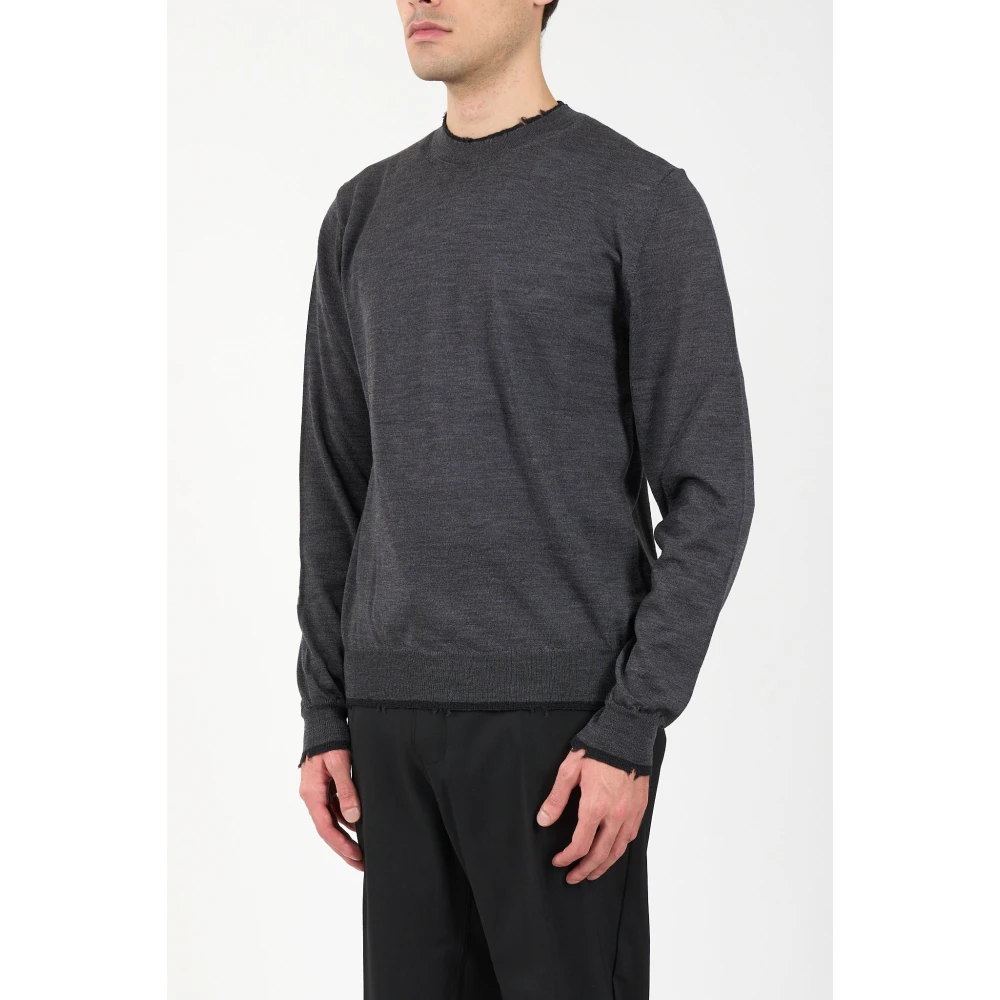 Mauro Grifoni Wollen trui met ribdetails Gray Heren
