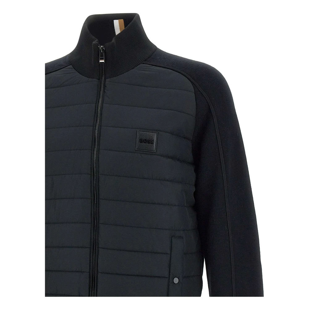 Hugo Boss Blauwe Gewatteerde Jas met Dubbele Rits Black Heren
