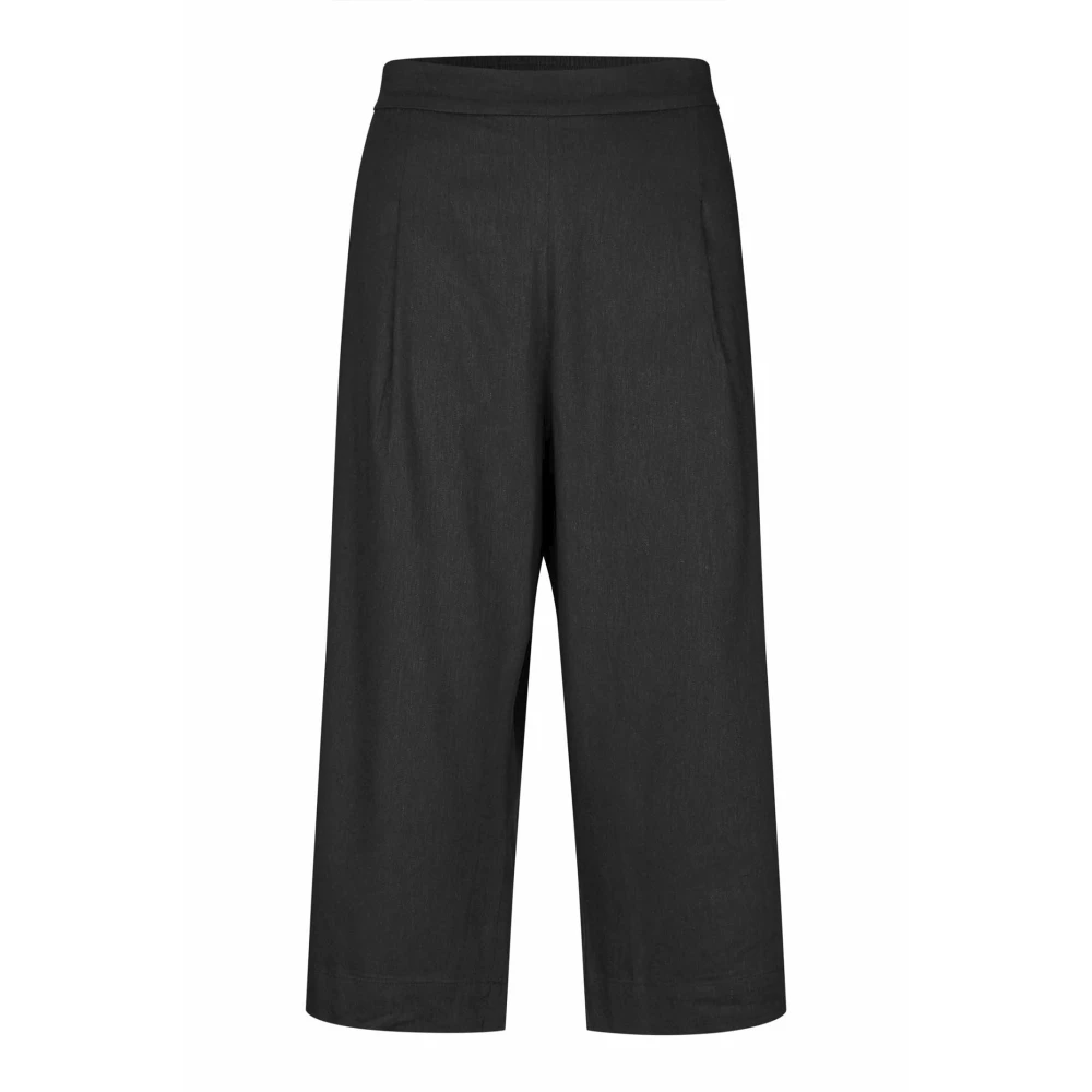 Masai Women's Black Cropped Trousers, L, Wide Trousers