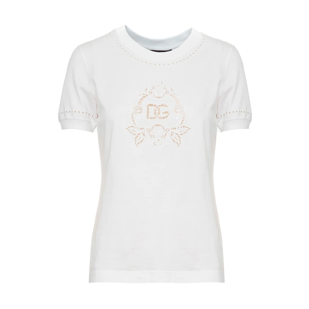 Dolce & Gabbana Casual Katoenen T-Shirt met Uniek Ontwerp White Dames