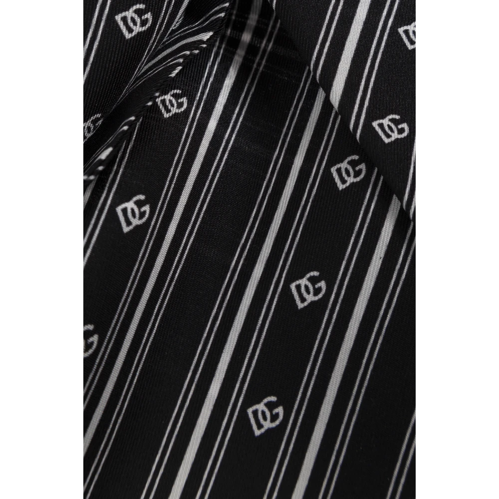 Dolce & Gabbana Zijden sjaal met franjes Black Heren