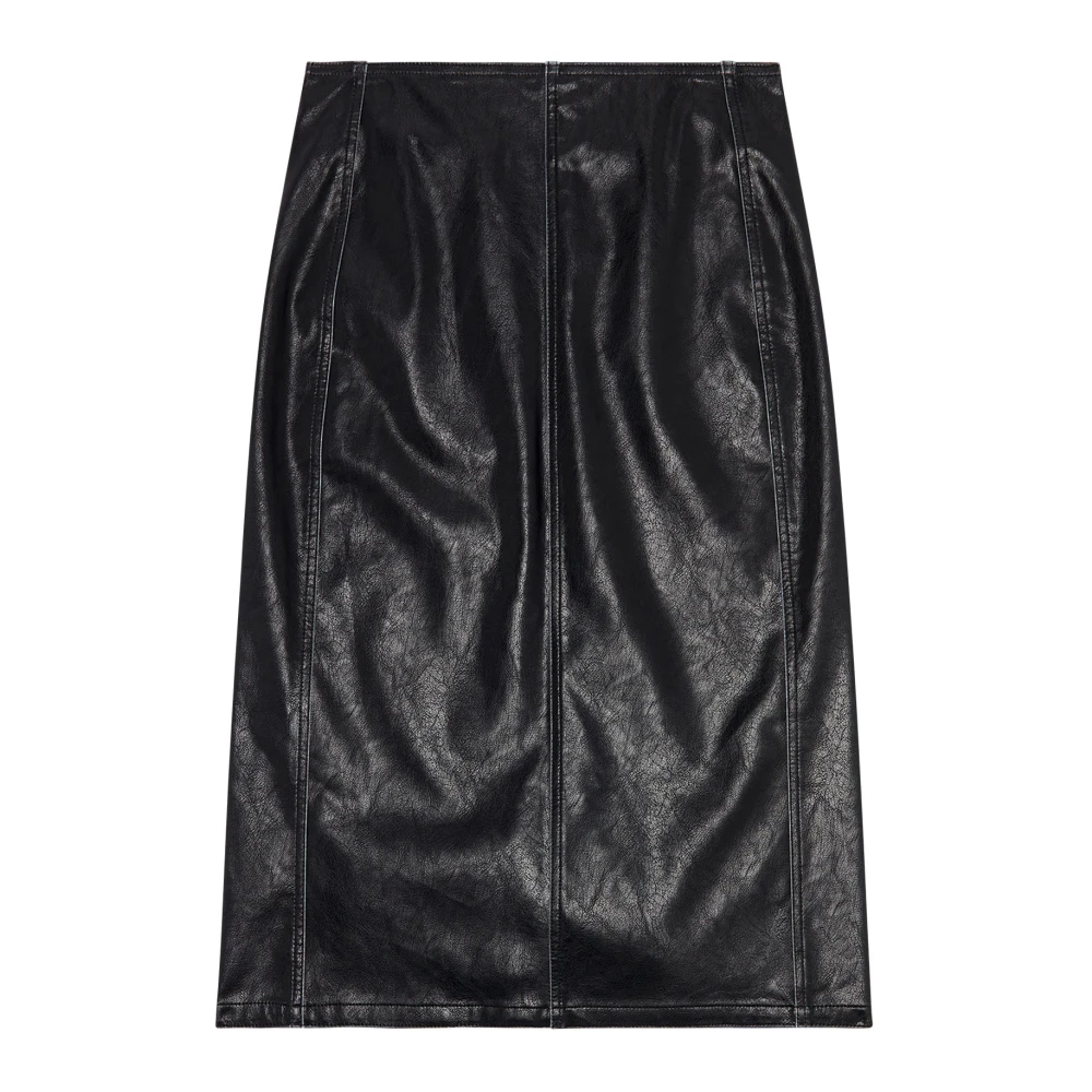Diesel Midi skirt in supple technical fabric Black Dames