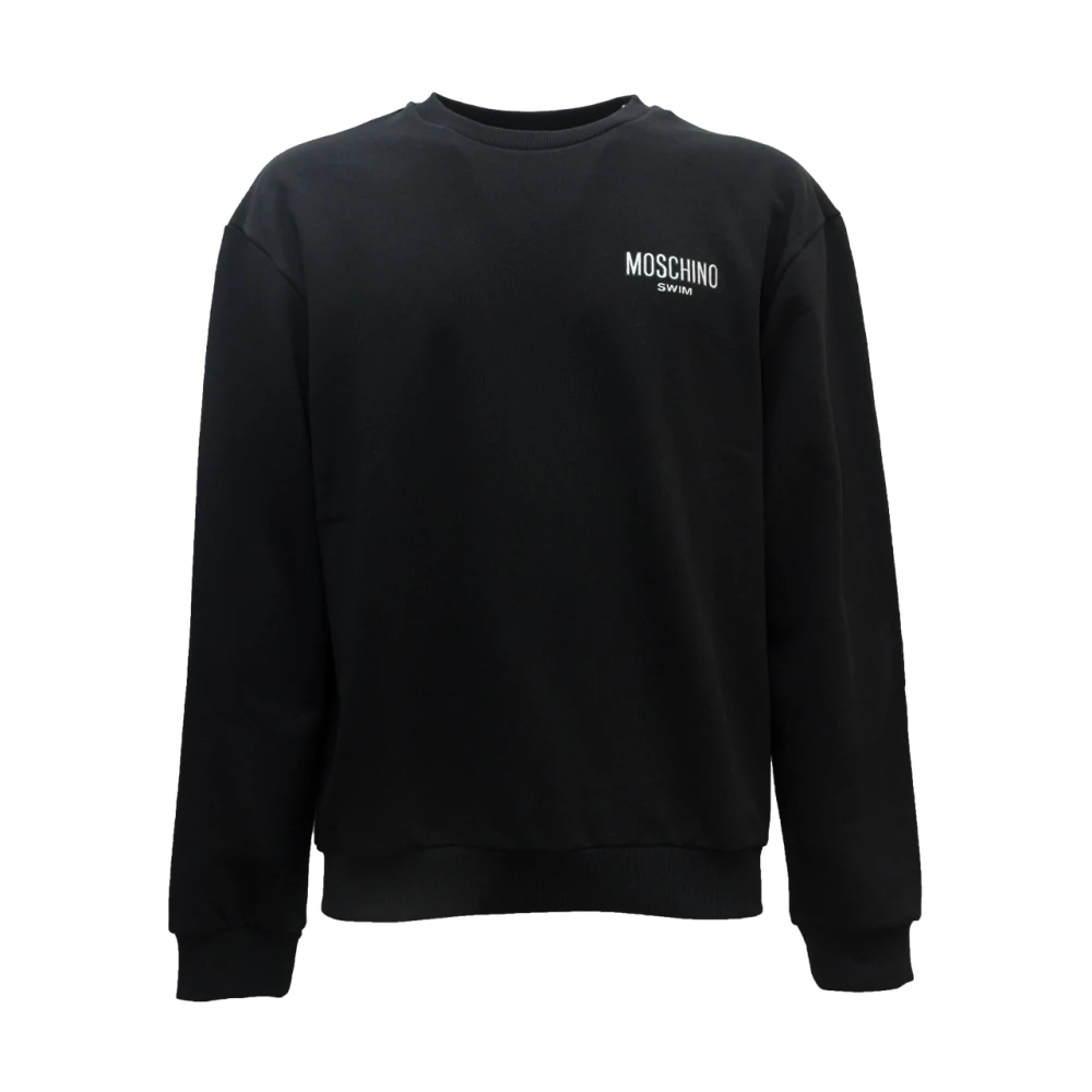 Moschino Zwarte Katoenen Sweatshirt met Geribbelde Ronde Hals en Lange Mouwen Black Heren