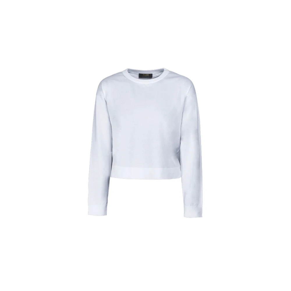 Moorer Women's White Round-Neck Knitwear, Xs, Crew-Neck Jumper