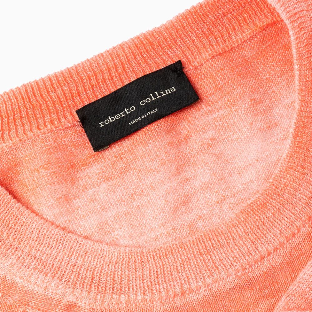 Roberto Collina Licht linnen blend crew neck t-shirt Pink Dames