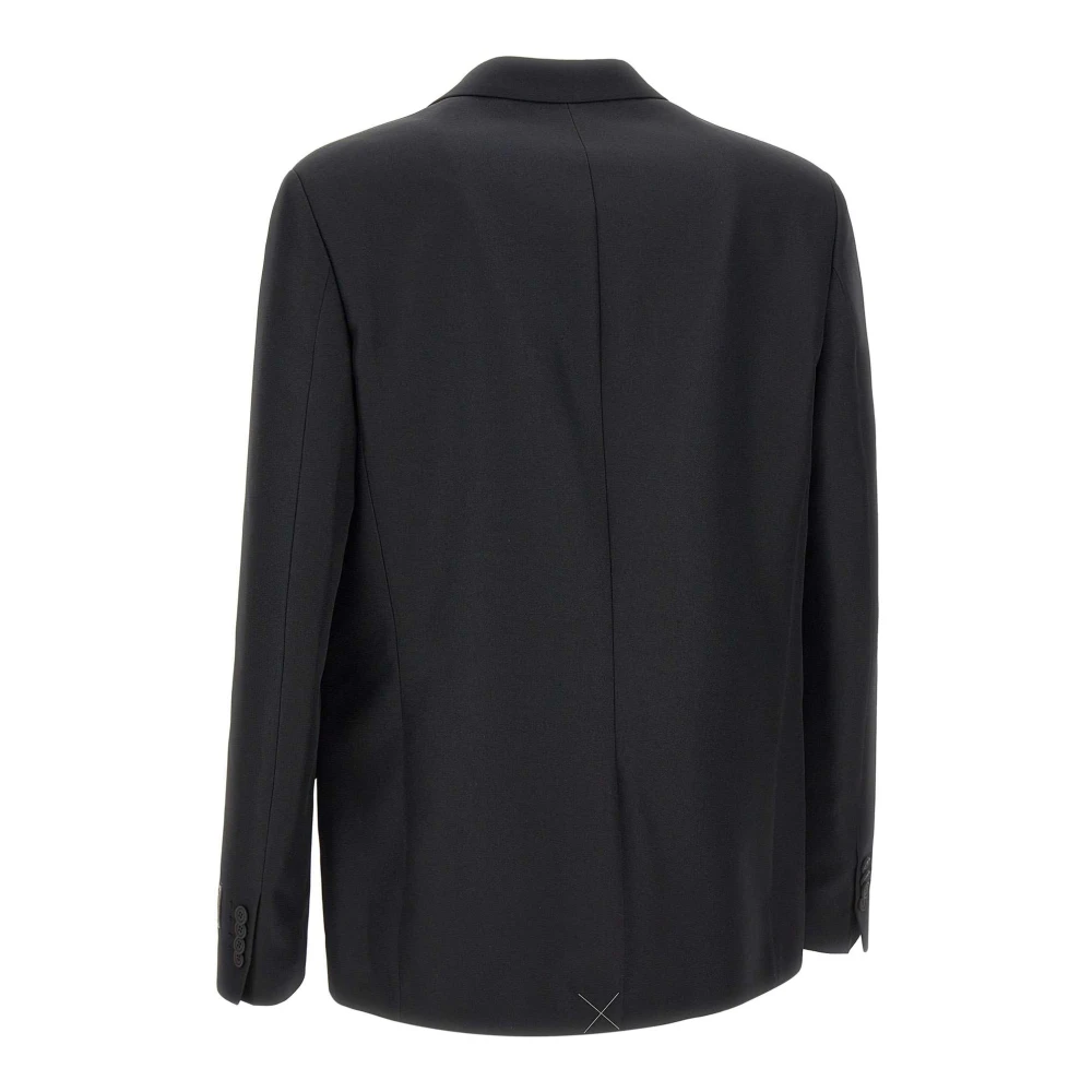 Versace Jeans Couture Zwarte Crepe Blazer met Logo Knopen Black Heren