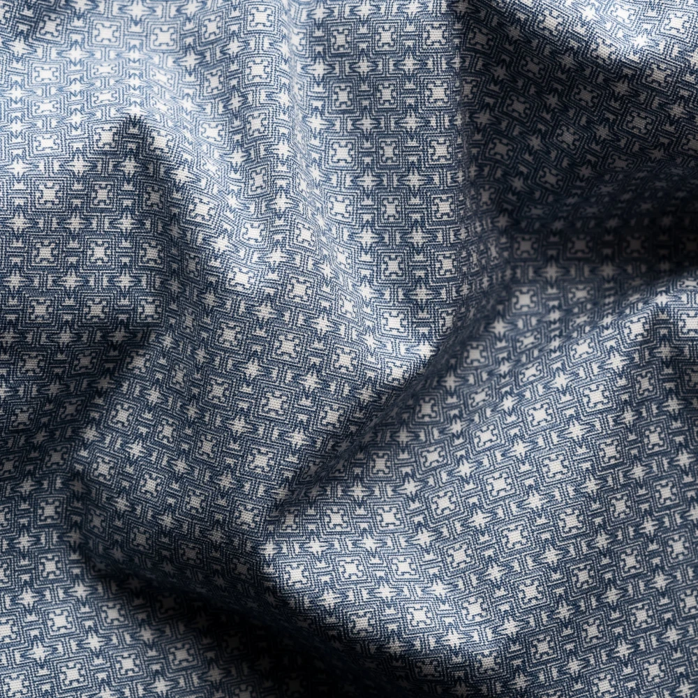 Eton Moderne Geometrisch Print Poplin Overhemd Blue Heren