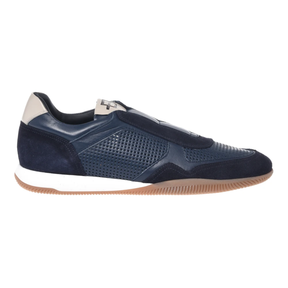 Baldinini Men's Blue Perforated Suede And Leather Slip-On - Sneakers - 7 Uk - Shoes