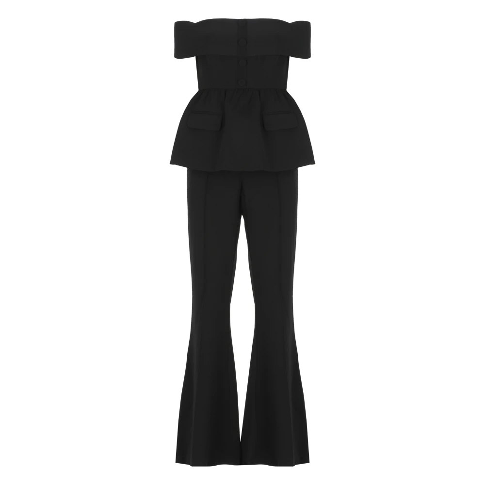 Self Portrait Zwarte Jumpsuit met Uniek Design Black Dames