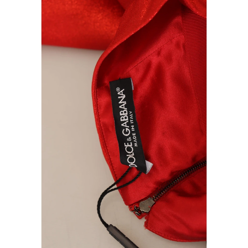 Dolce & Gabbana Metallic Rode Hoge Taille Polyester Mini Rok Red Dames