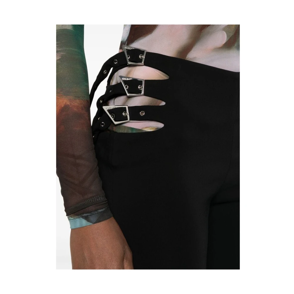 Mugler Zwarte Crepe Flared Broek Black Dames